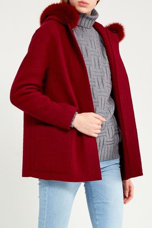 Бордовое пальто с мехом Eleventy 201482041