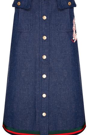 Джинсовая юбка-миди с нашивкой Gucci 47082811 вариант 2