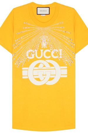 Желтая футболка с кристаллами Gucci 47082813