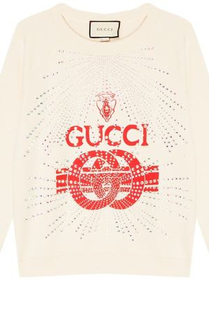 Белый свитшот с логотипом и кристаллами Gucci 47082818