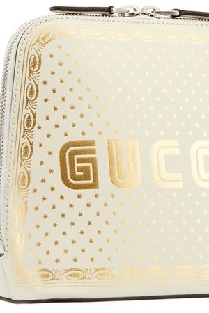 Белая кожаная сумка с принтом Gucci 47082829 купить с доставкой