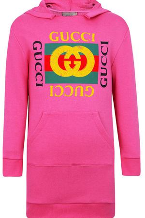 Розовое платье-худи Gucci Kids 125683325