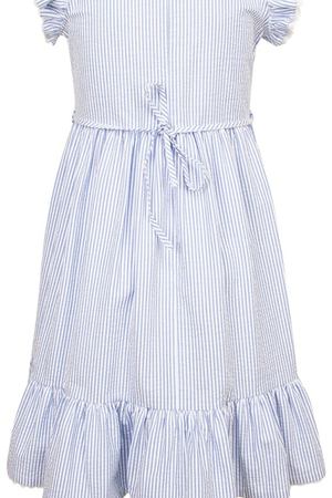 Платье с воланами в бело-голубую полоску Il Gufo 120583440 купить с доставкой
