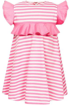 Платье в розовую полоску с воланами Il Gufo 120583449