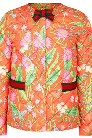 Стеганая куртка с цветами Gucci Kids 125683462 купить с доставкой