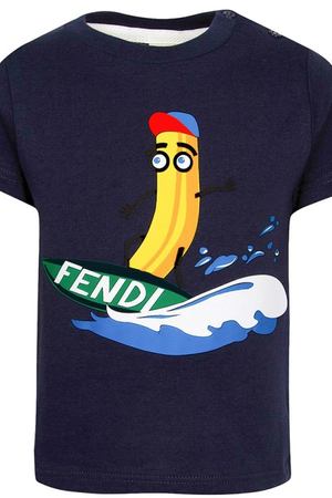 Синяя футболка с бананом Fendi Kids 69083481