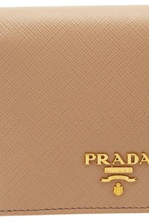 Бежевый кожаный кошелек Prada 4083138