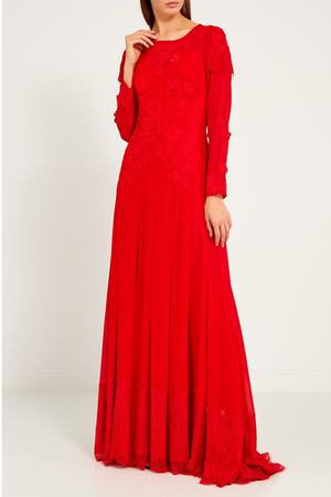 Шелковое платье с вышивкой Oscar De La Renta 17724195 купить с доставкой