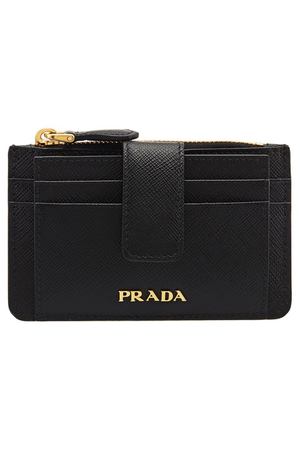 Черный кожаный футляр для карт Prada 4084636 купить с доставкой
