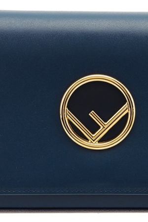 Синяя сумка с золотистым логотипом Fendi 163285002