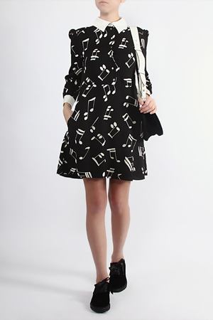Черное платье с контрастным принтом Saint Laurent 153185173