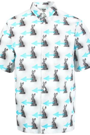 Хлопковая рубашка с кроликами Prada 4085308