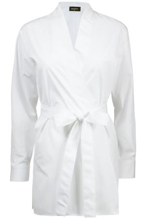 Белая рубашка с поясом Dsquared2 170685394 купить с доставкой