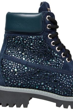 Синие замшевые ботинки с кристаллами Philipp Plein 179585623 купить с доставкой