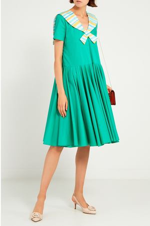 Зеленое платье с воротником в полоску laRoom 133386072 купить с доставкой