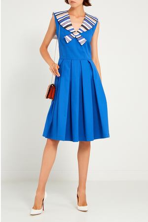 Голубое платье с цветным воротником laRoom 133386067