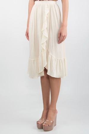 Хлопковая кремовая юбка с воланом Michael Kors 213786336 купить с доставкой