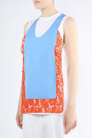 Хлопковая блузка с цветной отделкой Prada 4086328 купить с доставкой