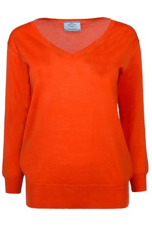 Оранжевый пуловер из тонкой шерсти Prada 4086411 вариант 2 купить с доставкой