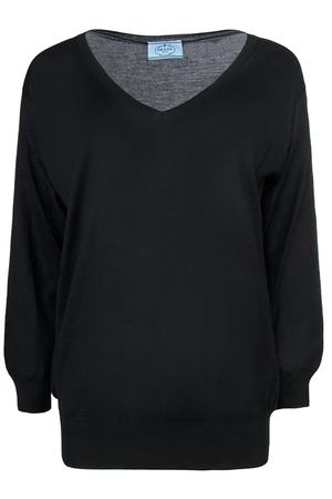 Черный пуловер из шерсти Prada 4086402 купить с доставкой