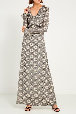 Шелковое платье с цветами и оборками Vilshenko 182786950 купить с доставкой