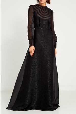 Блестящее черное платье-макси Vilshenko 182786956