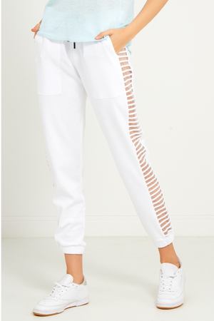 Белые брюки с полупрозрачными вставками Eleventy 201487142