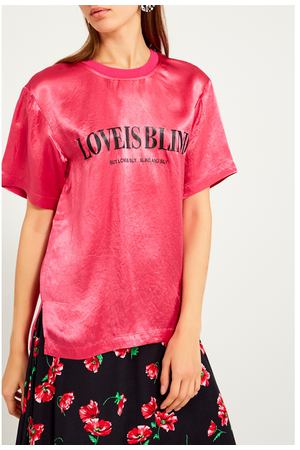 Розовая футболка с принтом Mo&Co 99988076