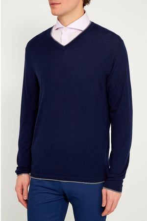 Синий кашемировый пуловер IC Men 262489222 купить с доставкой