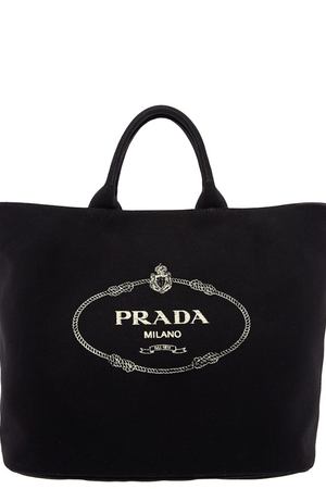 Черная текстильная сумка с логотипом Prada 4089601 вариант 2