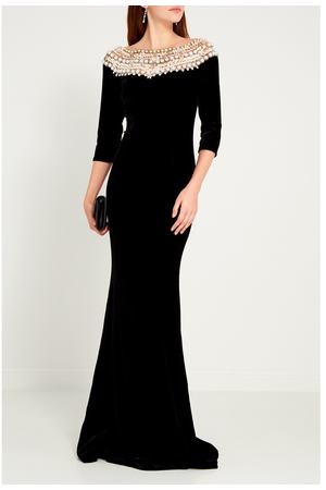 Черное платье с объемной отделкой Marchesa 38889836 купить с доставкой