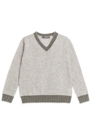 Серый кашемировый пуловер Bonpoint 121089860 вариант 3 купить с доставкой