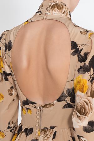 Платье с открытой спиной ROCHAS Rochas 510502 Бежевый Желтый розы купить с доставкой