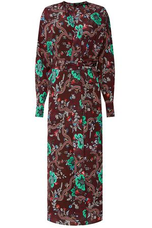 Коричневое платье с цветочным принтом Calypso Isabel Marant 14090066 купить с доставкой