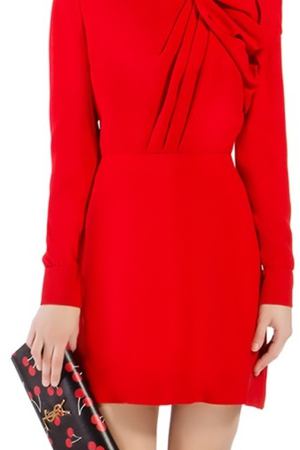 Красное платье с драпировкой Saint Laurent 153191064