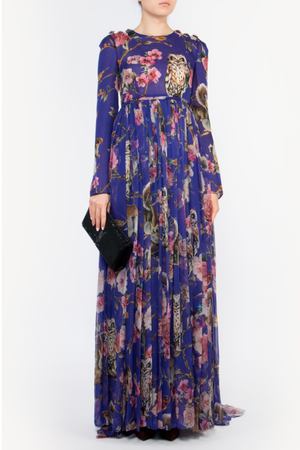 Синее платье с принтом Dolce & Gabbana 59991117