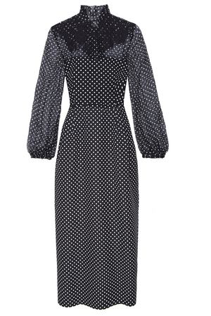 Черное платье-макси в горошек Valentino 21091652 купить с доставкой
