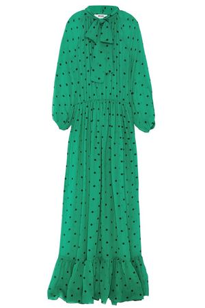 Зеленое шелковое платье в горошек MSGM 29691439