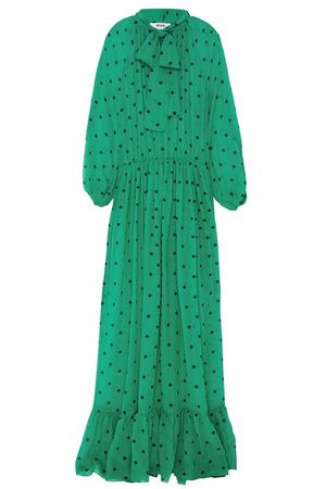 Зеленое шелковое платье в горошек MSGM 29691439 вариант 3