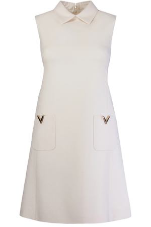 Короткое белое платье с воротником Valentino 21091698