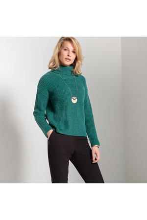 Пуловер с воротником из плотного трикотажа в рубчик ANNE WEYBURN 20374