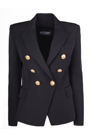 Двубортный пиджак из шерсти Balmain 147130167l Черный купить с доставкой