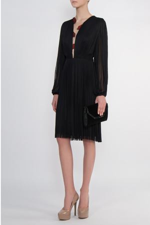 Черное платье с сеткой и аппликацией Maria Lucia Hohan 160391961 купить с доставкой