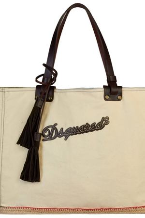 Бежевая сумка из текстиля Dsquared2 170691611 купить с доставкой