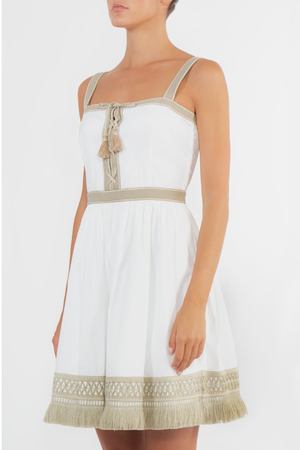 Белое платье с бахромой Prada 4091895