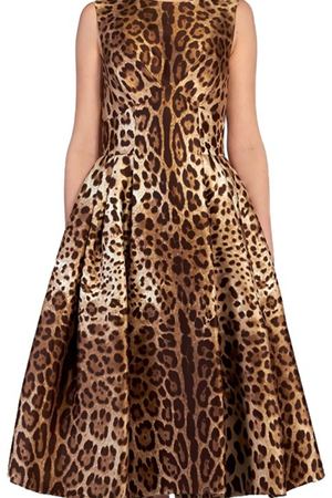 Платье миди с леопардовым принтом Dolce & Gabbana 59992194