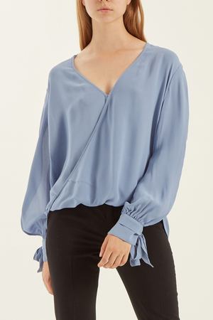 Голубая блузка с драпировками Elisabetta Franchi 173292622 купить с доставкой