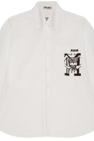 Белая рубашка с контрастным принтом Miu Miu 37592857