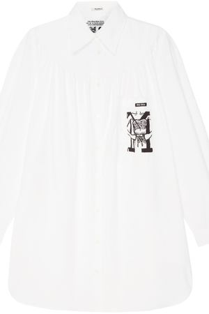 Белое платье-рубашка с принтом Miu Miu 37592871