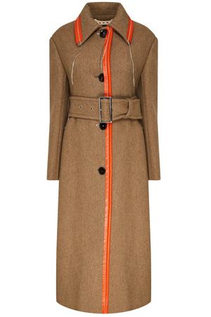 Бежевое пальто с контрастной отделкой Marni 29493212